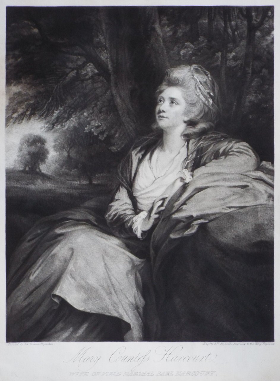 Mezzotint - Mary Countess Harcourt. Wife of Field Marshal Earl Harcourt. - Reynolds